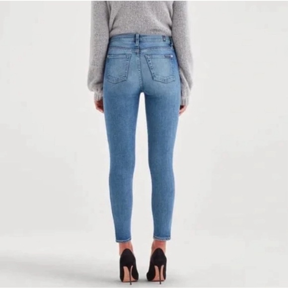 7 seven for all Mankind high waist ankle skinny with silver stripe size 28 - Picture 2 of 10